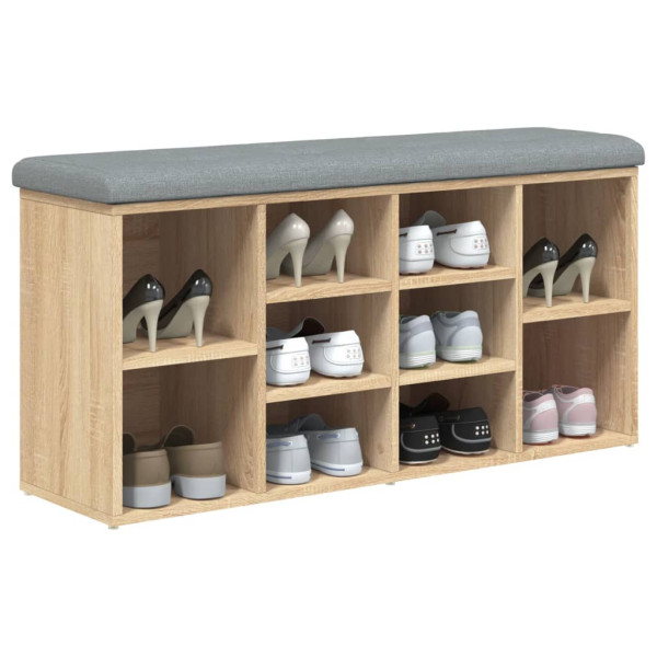 Banco zapatero madera de ingeniería roble Sonoma 102x32x50 cm M 4