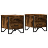 Mesa cabeceira 2pcs 40x41x40cm derivado madeira carvalho fumado 2