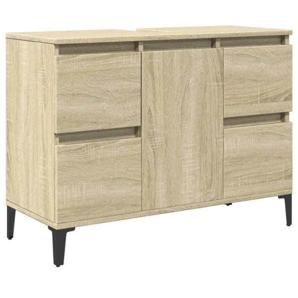 Armario de lavabo madera contrachapada roble Sonoma 80x33x60 cm M 2