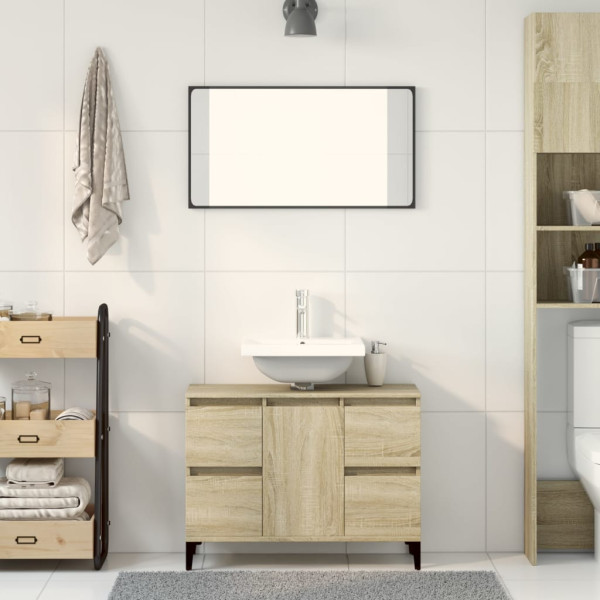 Armario de lavabo madera contrachapada roble Sonoma 80x33x60 cm M 5