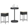 3 pcs conjunto de bar para jardim c/ almofadões vime PE preto 1