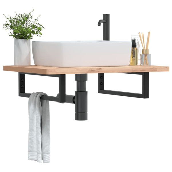 Soportes estante de lavabo 2 uds rectangular acero negro D