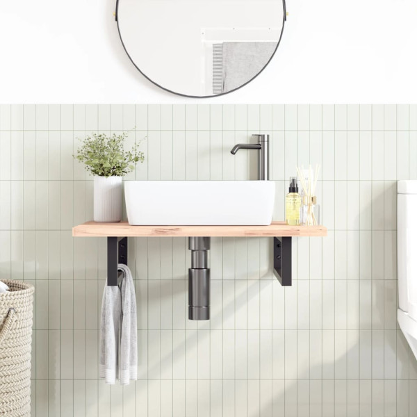 Soportes estante de lavabo 2 uds rectangular acero negro M 3