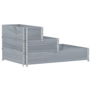Canteiro elevado de 3 níveis 120x80 cm pinho maciço cinzento H