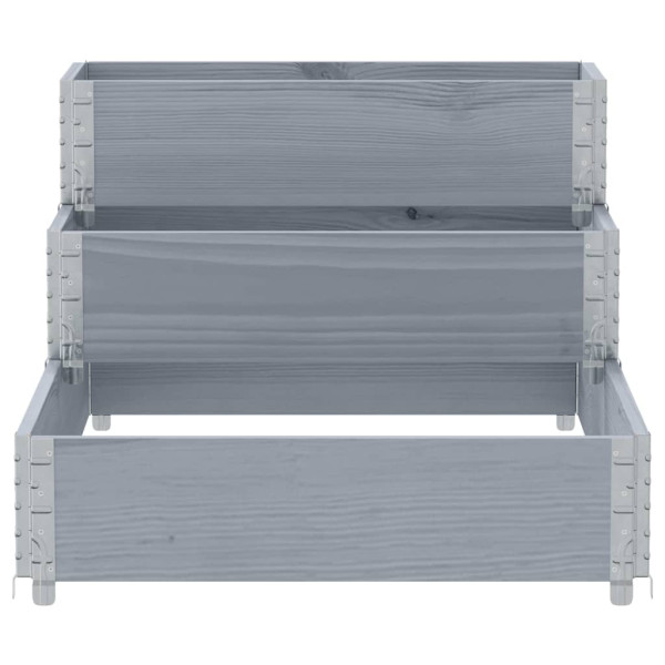 Canteiro elevado de 3 níveis 120x80 cm pinho maciço cinzento M 4