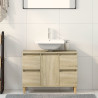 Armario de lavabo madera contrachapada roble Sonoma 80x33x60 cm 1