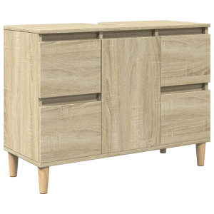 Armario de lavabo madera contrachapada roble Sonoma 80x33x60 cm H
