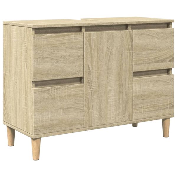 Armario de lavabo madera contrachapada roble Sonoma 80x33x60 cm M 2
