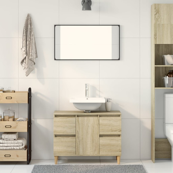 Armario de lavabo madera contrachapada roble Sonoma 80x33x60 cm M 3