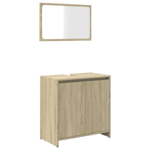 Set de muebles de baño 2 pzas madera contrachapada roble Sonoma H