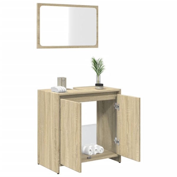 Set de muebles de baño 2 pzas madera contrachapada roble Sonoma M 4