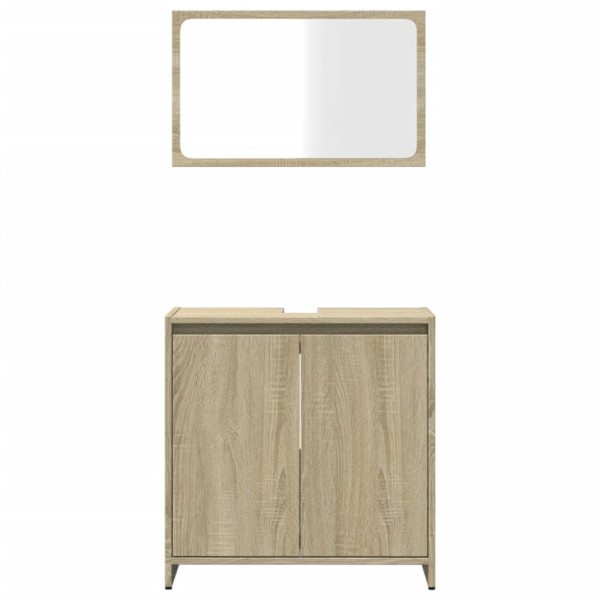 Set de muebles de baño 2 pzas madera contrachapada roble Sonoma M 5