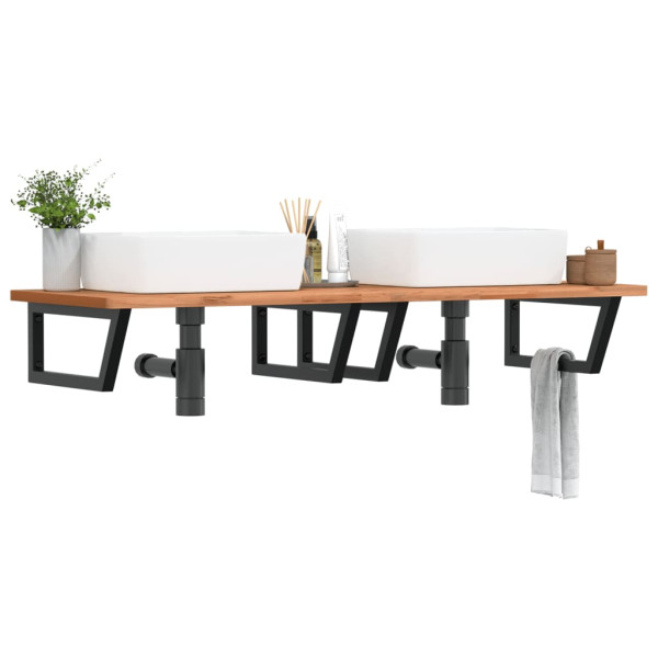 Soportes estante de lavabo 2 unidades trapecio acero negro D