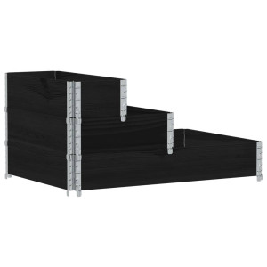 Canteiro elevado de 3 níveis 120x80 cm pinho maciço preto H