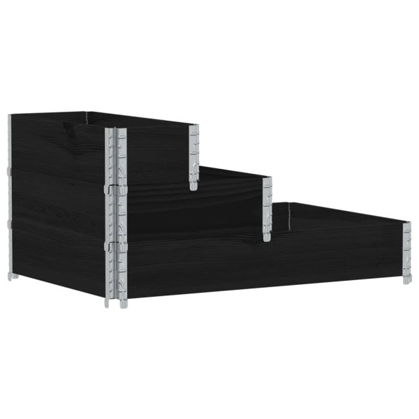 Arriate elevado de 3 niveles madera maciza pino negro 120x80 cm M 2