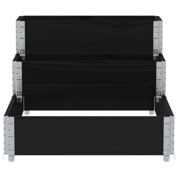 Canteiro elevado de 3 níveis 120x80 cm pinho maciço preto M 4