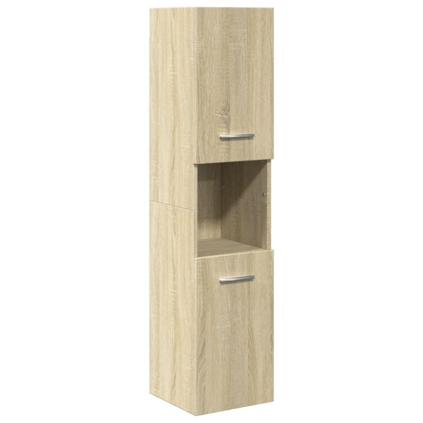 Armario de baño madera ingeniería roble Sonoma 30x30x130 cm M 2
