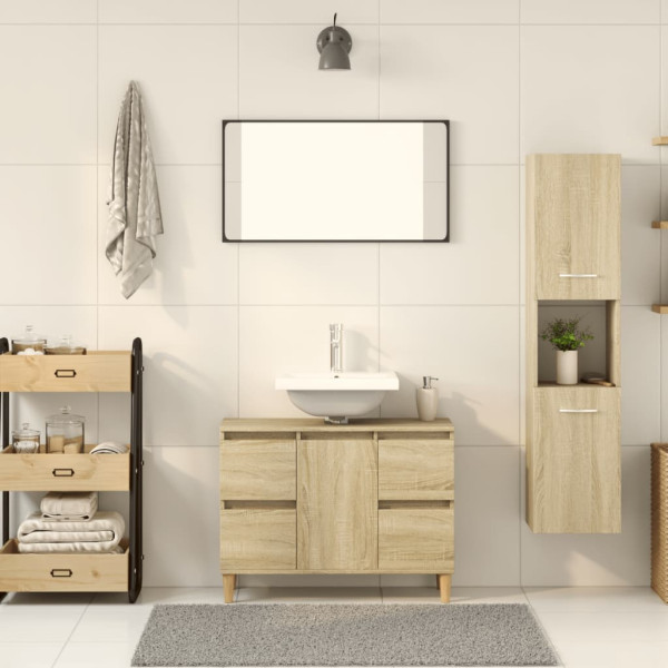 Armario de baño madera ingeniería roble Sonoma 30x30x130 cm M 3
