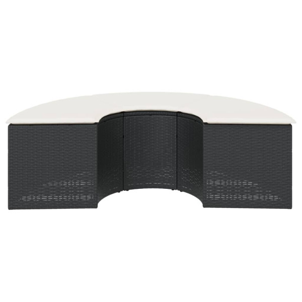 Apoio de pés para jardim com almofadão vime PE preto M 3