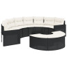 3 pcs conjunto de sofás de jardim semicircular vime PE preto 2