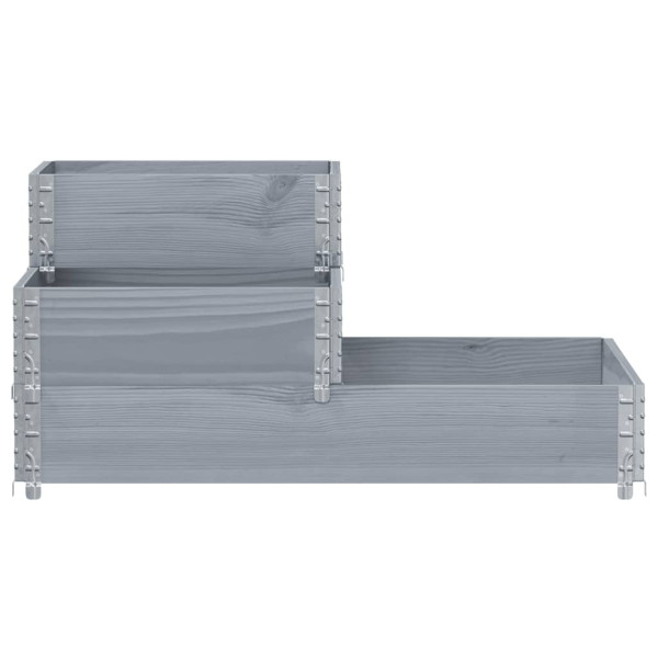Canteiro elevado de 3 níveis 120x80 cm pinho maciço cinzento M 3