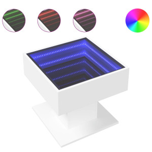 Mesa de centro c/ LEDs 50x50x45cm derivados de madeira branco H