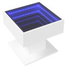 Mesa de centro con luz LED madera ingeniería blanca 50x50x45 cm 3