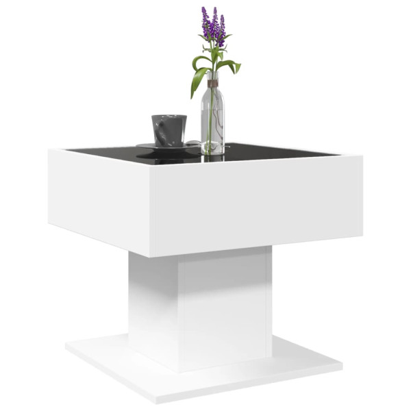 Mesa de centro con luz LED madera ingeniería blanca 50x50x45 cm M 5