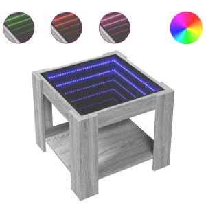 Mesa de centro y LED madera ingeniería gris Sonoma 53x53x45 cm H