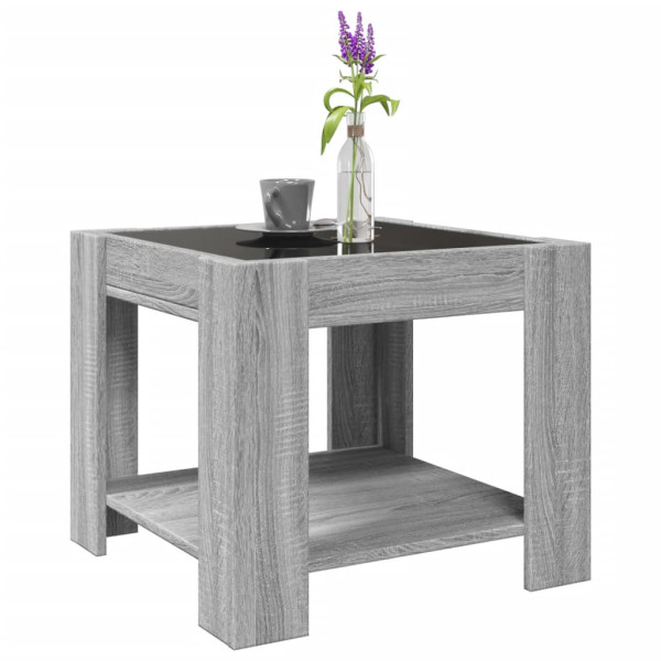 Mesa de centro y LED madera ingeniería gris Sonoma 53x53x45 cm M 5