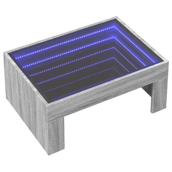 Mesa de centro luzes LED Infinity 70x50x30 cm cinzento sonoma M 3