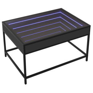 Mesa de centro luzes LED Infinity 70x50x41 cm preto H