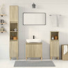 Set de muebles de baño 3 pzas madera contrachapada roble Sonoma 1