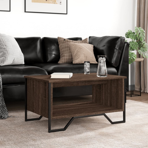Mesa de centro madera de ingeniería marrón roble 75x51x40 cm M 3