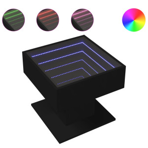 Mesa de centro c/ LEDs 50x50x45cm contraplacado preto brilhante H