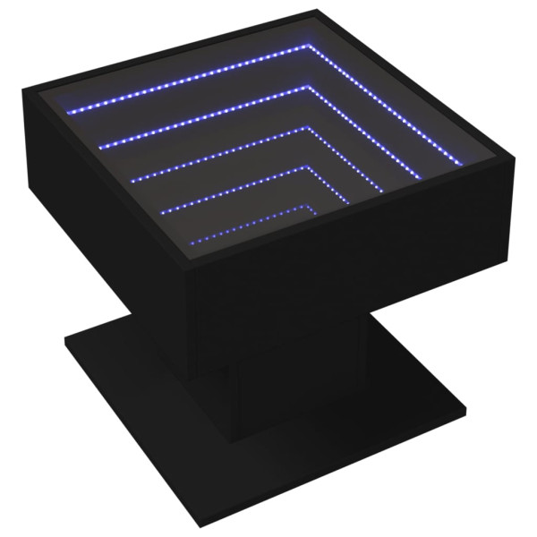 Mesa de centro con luz LED madera ingeniería negra 50x50x45 cm M 3