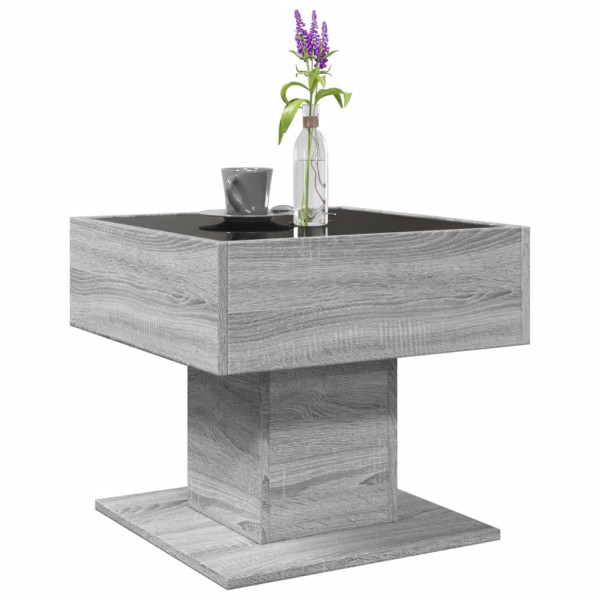 Mesa de centro y LED madera ingeniería gris Sonoma 50x50x45 cm M 5