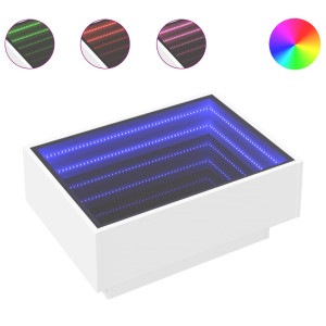 Mesa de centro c/ LEDs 70x50x30 cm derivados de madeira branco H