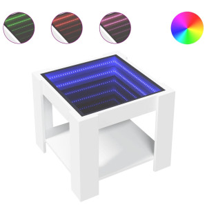 Mesa de centro c/ LEDs 53x53x45 cm derivados de madeira branco H