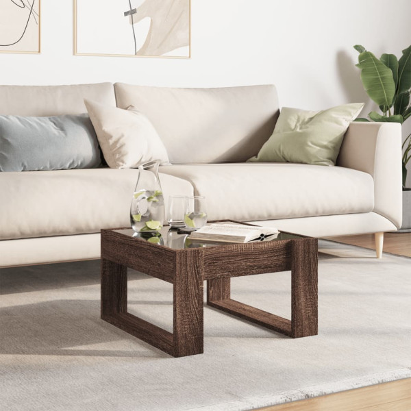 Mesa de centro con Infinity LED marrón roble 50x53x30 cm M 4