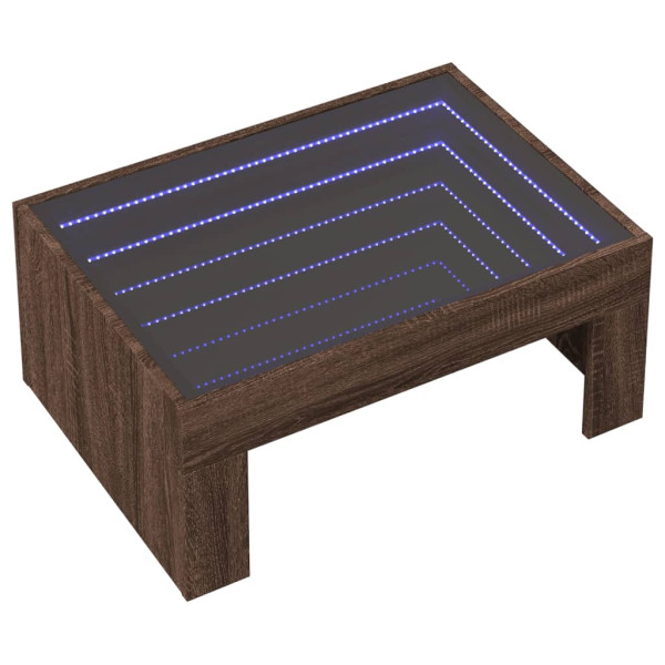 Mesa de centro con Infinity LED marrón roble 70x50x30 cm M 3