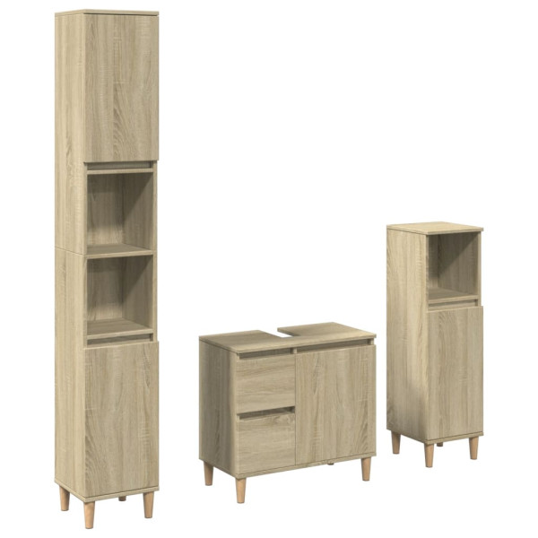 Set de muebles de baño 3 pzas madera contrachapada roble Sonoma M 2