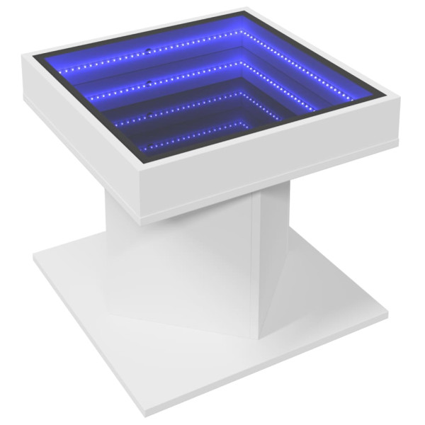 Mesa de centro con luz LED madera ingeniería blanca 50x50x45 cm M 3