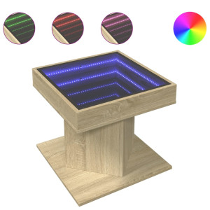 Mesa de centro c/ LEDs 50x50x45 madeira processada H
