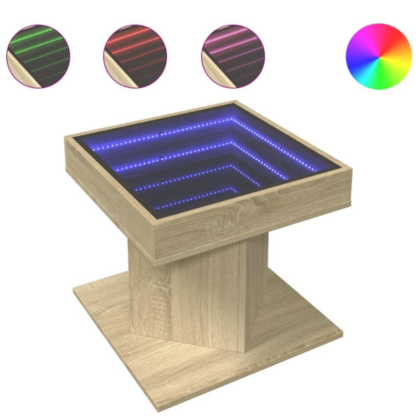 Mesa de centro y LED madera ingeniería roble Sonoma 50x50x45 cm M 2