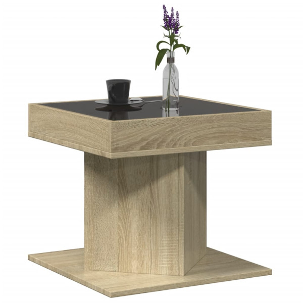 Mesa de centro y LED madera ingeniería roble Sonoma 50x50x45 cm M 5
