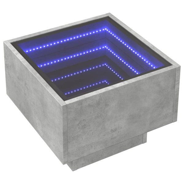 Mesa auxiliar y LED madera ingeniería gris hormigón 40x40x30cm M 3