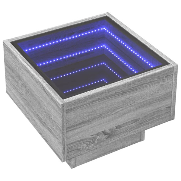 Mesa auxiliar con LED madera ingeniería gris Sonoma 40x40x30cm M 3
