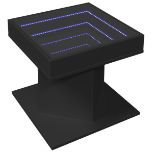 Mesa de centro c/ LEDs 50x50x45cm contraplacado preto brilhante H