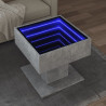 Mesa de centro y LED madera ingeniería gris hormigón 50x50x45cm 1
